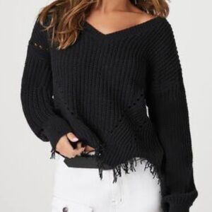 Forever 21 Distressed Cropped Sweater